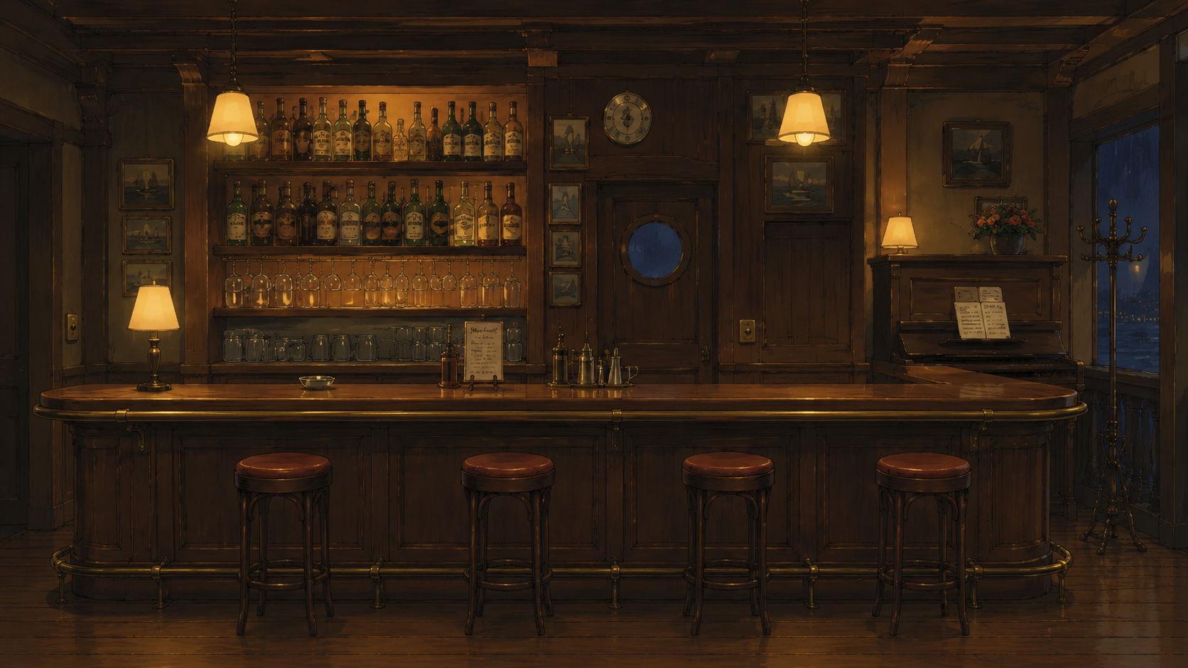 beerbelly's bar — Hotel Adriano on a rainy evening